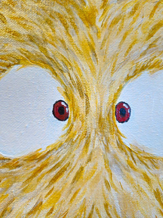 Close up of brown fuzzy characters eyes showing fur detail