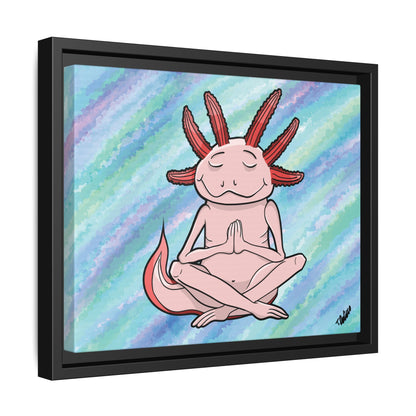 Close-up of the premium black floating frame and signed canvas texture.